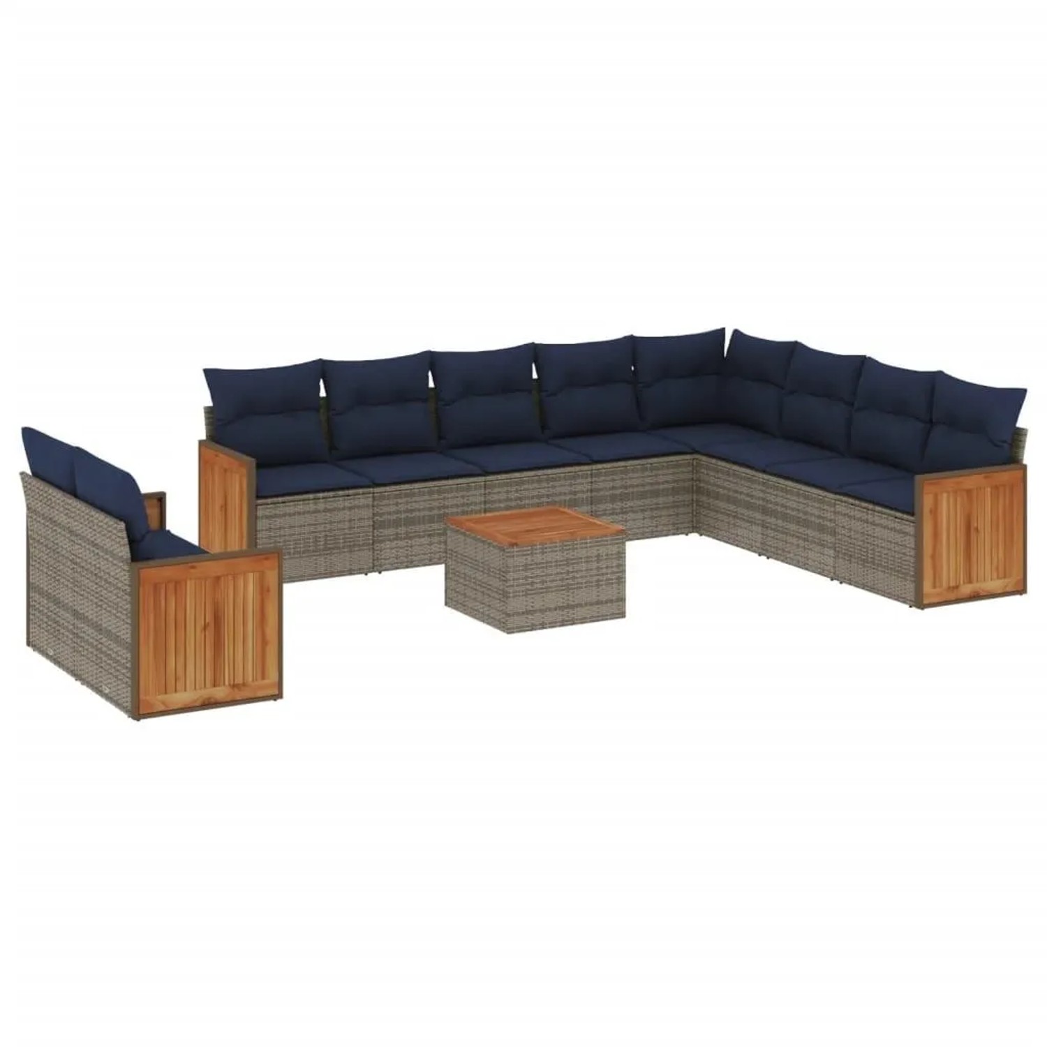 vidaXL 11-Tlg Gartensofa-Set mit Kissen Grau Polyrattan 3227804 günstig online kaufen
