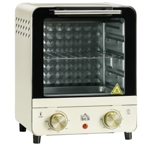 HOMCOM Minibackofen, 15L, cremeweiß, mit Umluft, Backblech und Krümelblech.