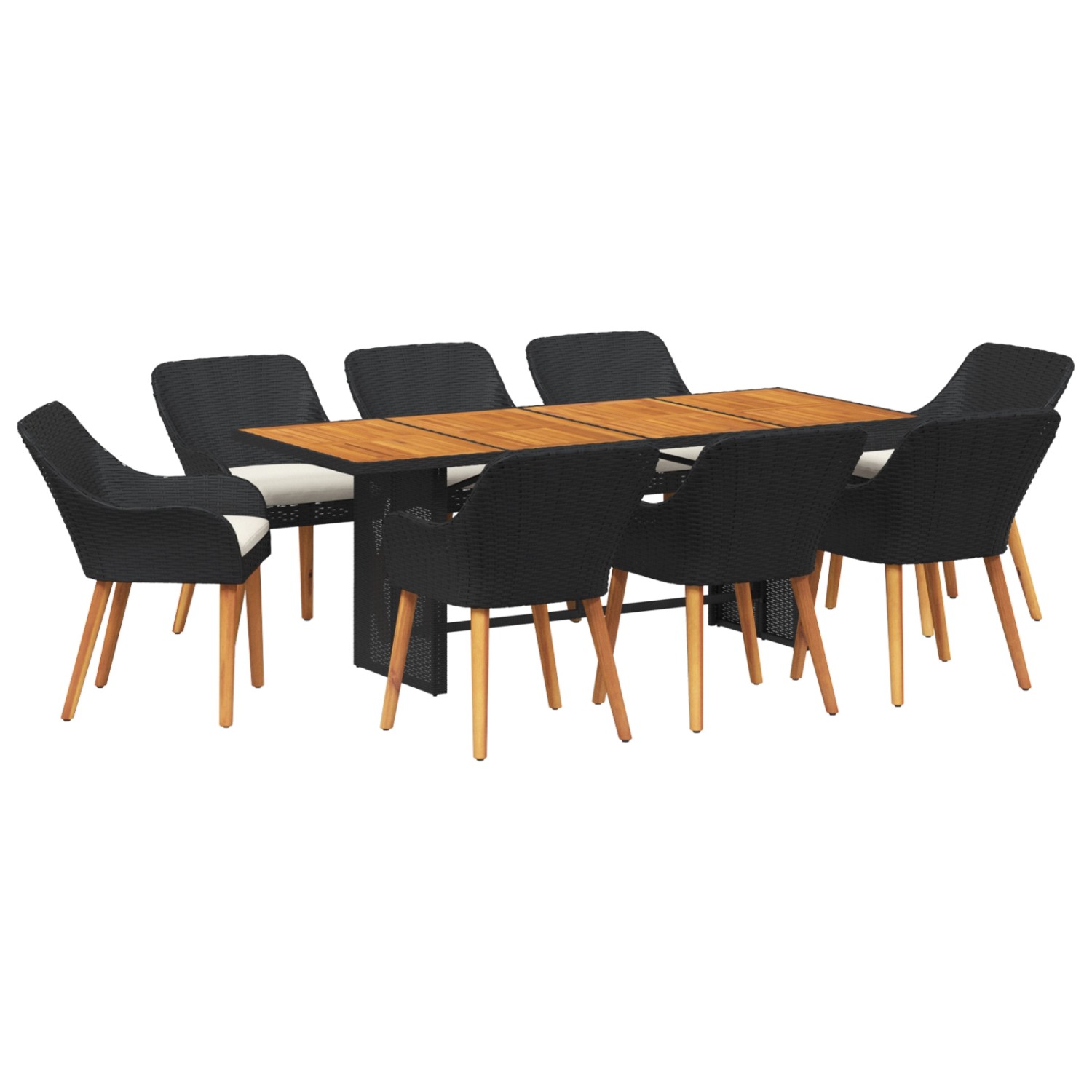 vidaXL 9-Teiliges Garten Esstisch Set Schwarzes Poly Rattan 3261624 günstig online kaufen