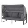 Graues Svita Maui Gartenmöbel Lounge Set mit Dach, Stahlgestell und Polster. Gemütliche Outdoor-Sitzgruppe.