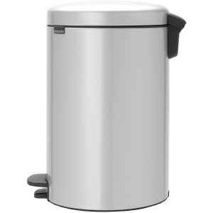 Brabantia Treteimer NewIcon 20 l, Metallic Grey: runder Mülleimer aus Metall mit Pedal.