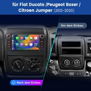 Junsun Autoradio für Fiat Ducato/Peugeot Boxer, 2+64GB, Einbau vorher/nachher.