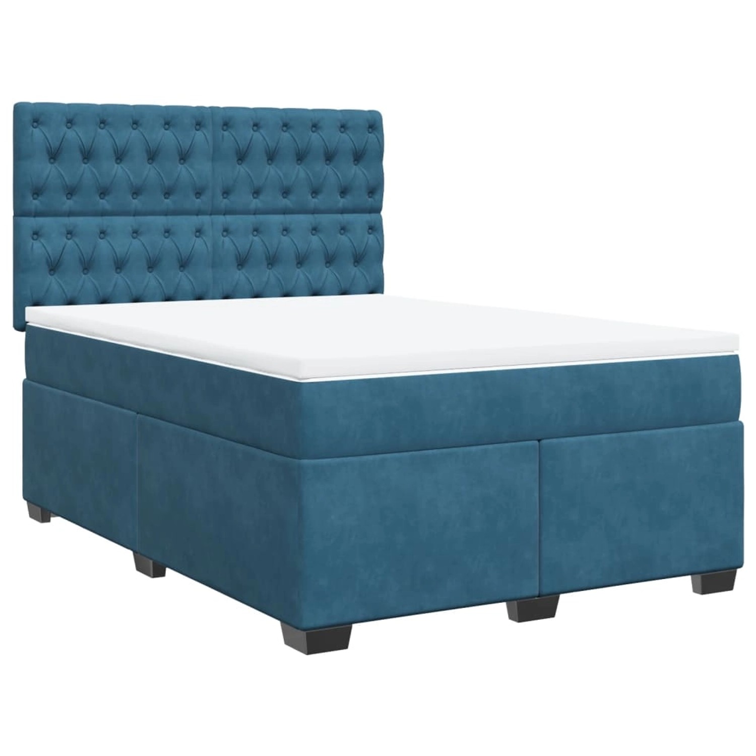 vidaXL Boxspringbett mit Matratze Blau 140x190 cm Samt 3290916 günstig online kaufen
