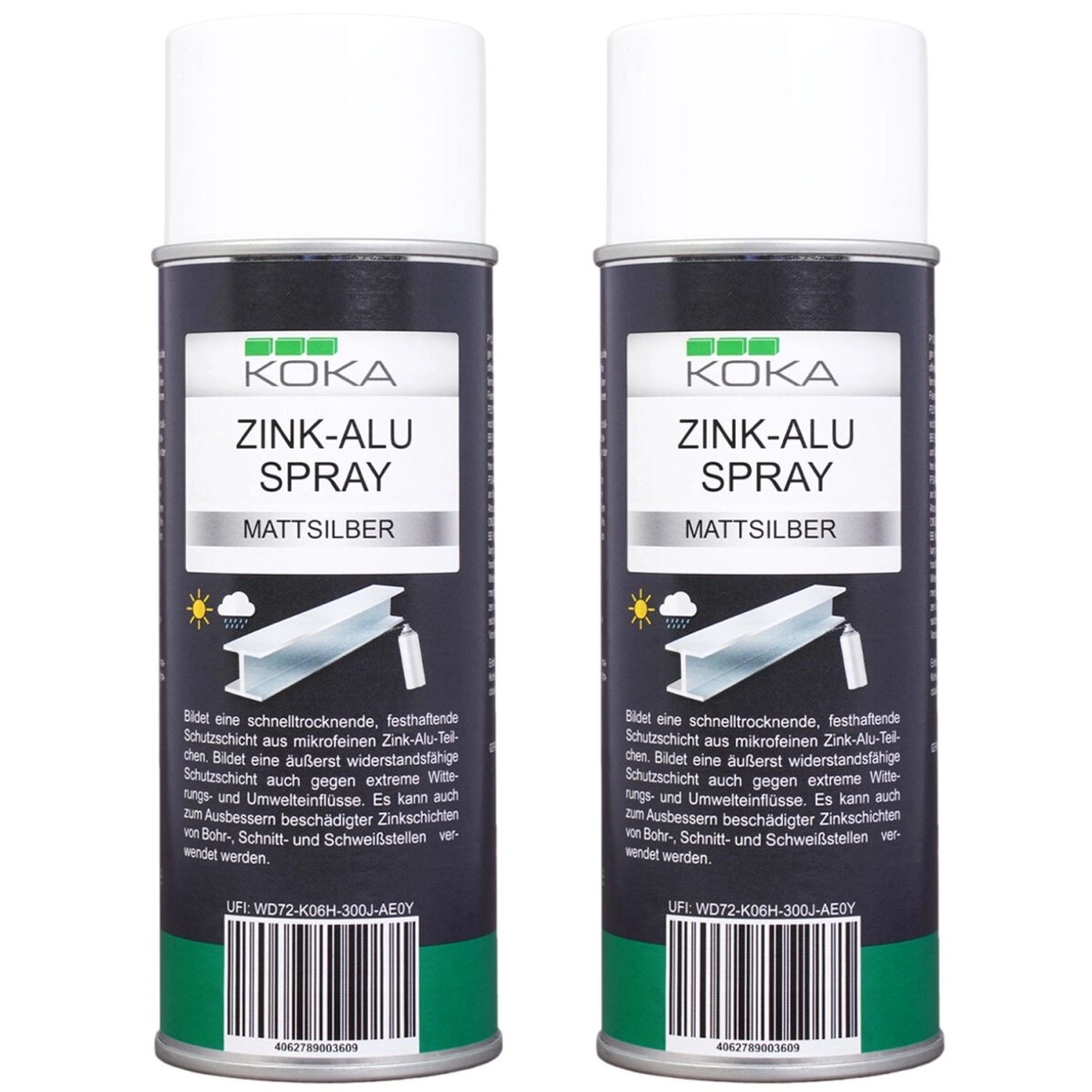 KOKA 2x Zink-Alu Spray Silber Matt