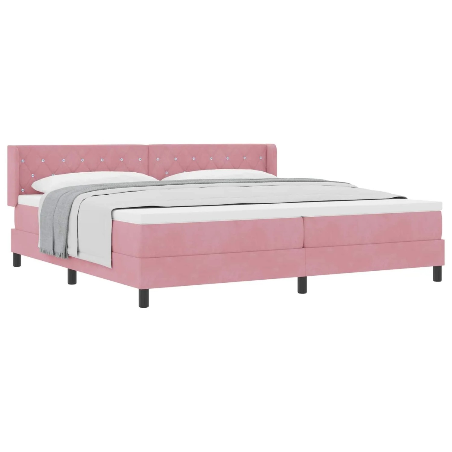 vidaXL Boxspringbett mit Matratze Rosa 200 x 200 cm Polyester 3341437