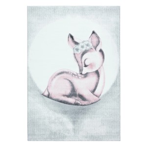 Ayyildiz Kinderteppich Bambi pink, 120x170 cm. Teppich mit Reh-Motiv für Mädchenzimmer.
