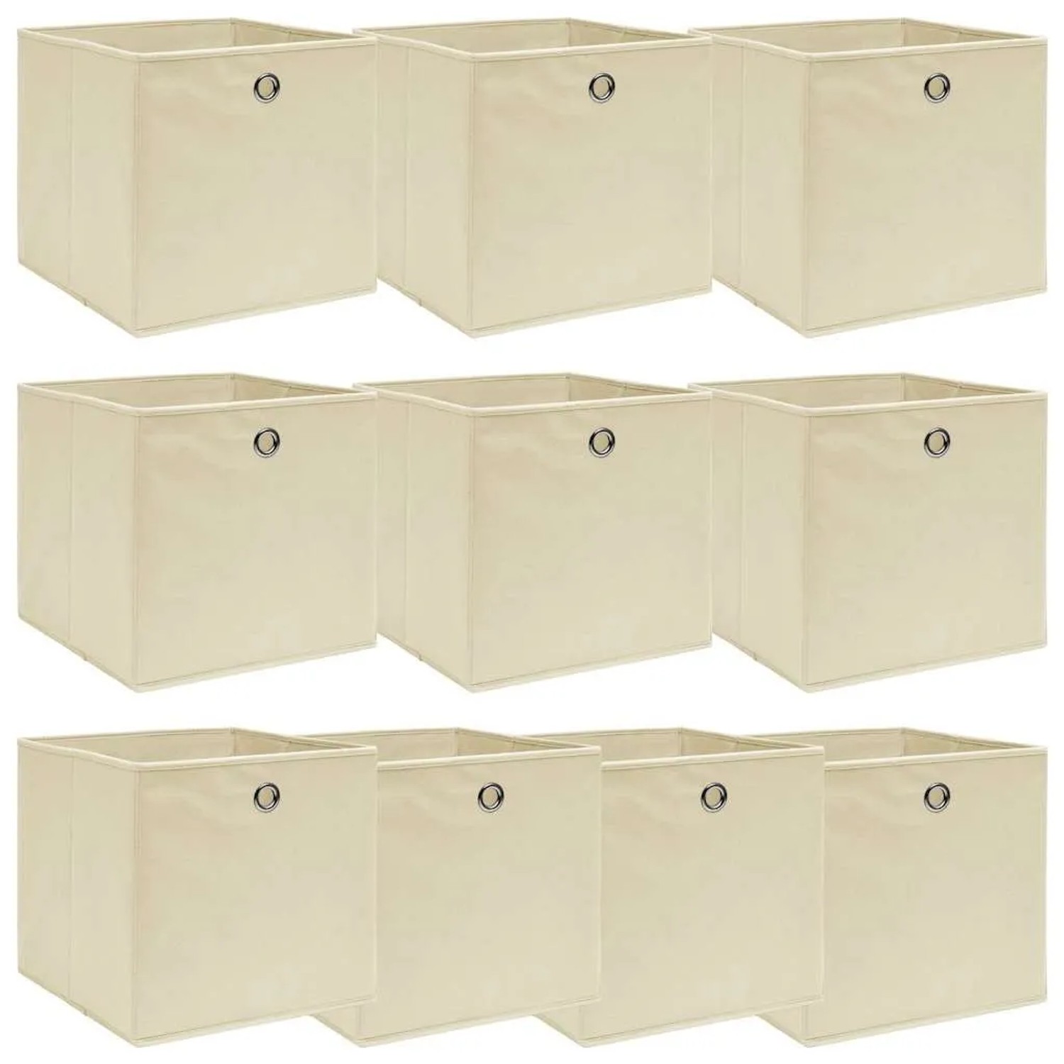 vidaXL Aufbewahrungsboxen 10 Stk Creme 32x32x32 cm Stoff 288359