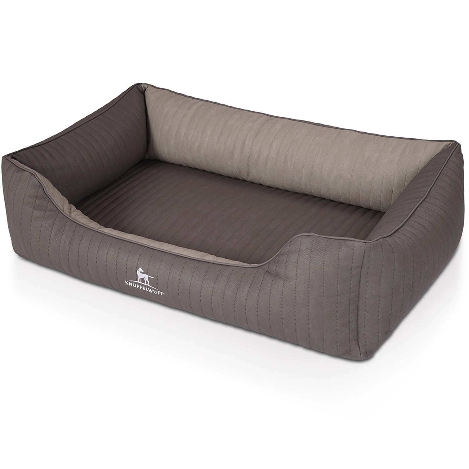 Knuffelwuff Hundebett Outlander, orthopädisch, Kunstleder, dunkelgrau/grau, Größe M-L (85x63cm).