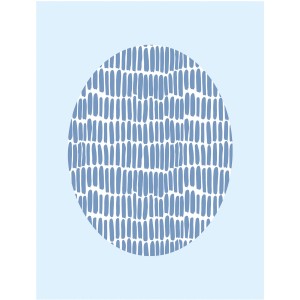 Komar Wandbild Shelly Blue, 40x50 cm, abstraktes Muster aus blauen Strichen auf hellblauem Grund.