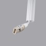 Detailaufnahme: Weiße Sollux Arche Pendelleuchte mit G9 Fassung. Moderne Lampe für Wohnraum.