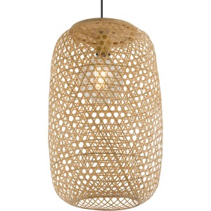 Pendelleuchte Mirena aus Bambusgeflecht in Natur, Retro-Look für Wohnräume.