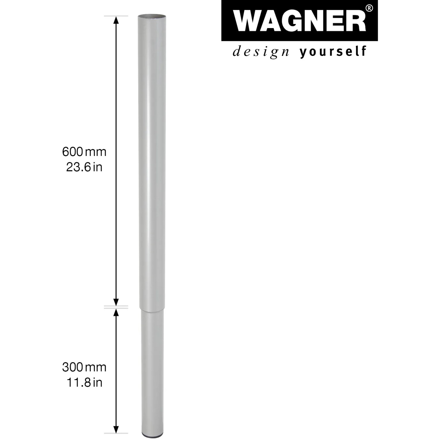 Wagner Möbelbein Telescope, Ø 5 cm, 60-90 cm, Alu, höhenverstellbar für individuellen Möbelbau.