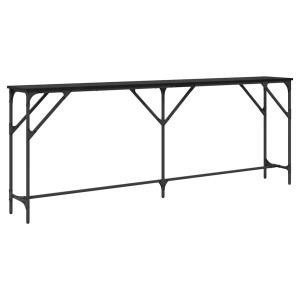 Schwarzer vidaXL Konsolentisch in Eichen-Optik, 200 cm breit, ideal als Wohnzimmertisch.