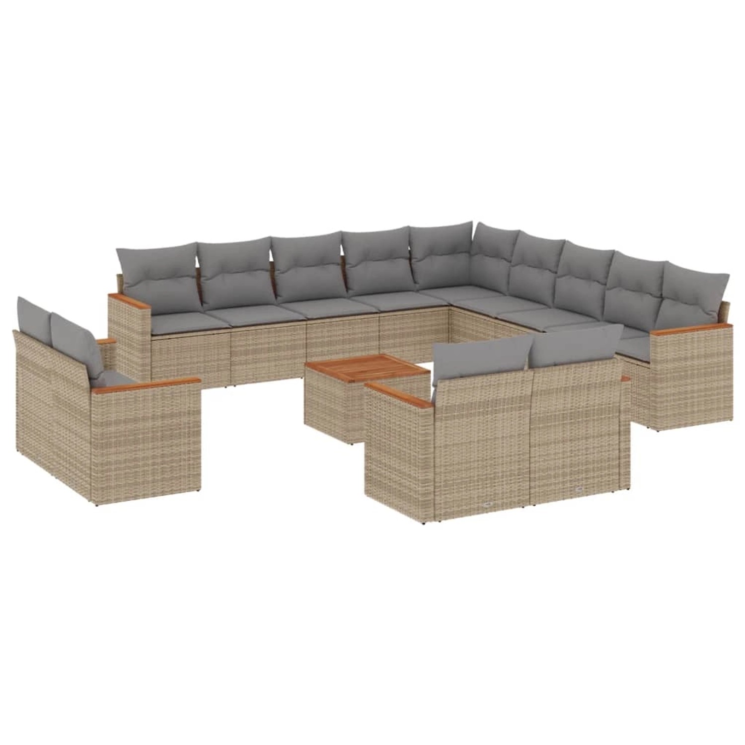 vidaXL 14-Tlg Garten-Sofagarnitur mit Kissen Beige Poly Rattan 3226535 günstig online kaufen