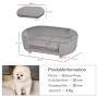 Graues PawHut Hundesofa mit Samtbezug und Holzfüßen, inklusive Kissen. Bequeme Hundecouch für kleine Hunde.