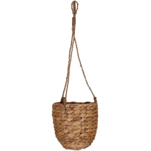 Hängeampel aus Wasserhyazinthe, Ø 14cm, Natur, mit Seilaufhängung.