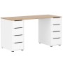 PROREGAL Schreibtisch Kangaroo, Eiche/Weiß, mit 8 Schubladen für Büro oder Homeoffice.