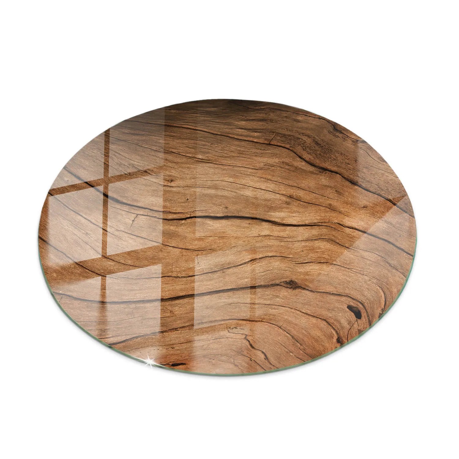 Tulup Tischplatte Natürliches Holzmuster Glastischplatte 50x50 cm Braun Tischplatte Runde Tischplatte Tischplatte aus Glas