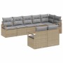 Beiges 8-teiliges Garten-Sofa-Set aus Poly Rattan von vidaXL für Terrasse und Garten.