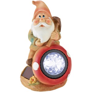 OBI LIGHTING LED-Solarfigur Zwerg als Garten-Deko mit Pilz-Leuchte.