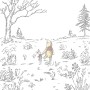 Komar Vliesfototapete mit Winnie Pooh und Ferkel im Wald, skizzenhafte Darstellung.