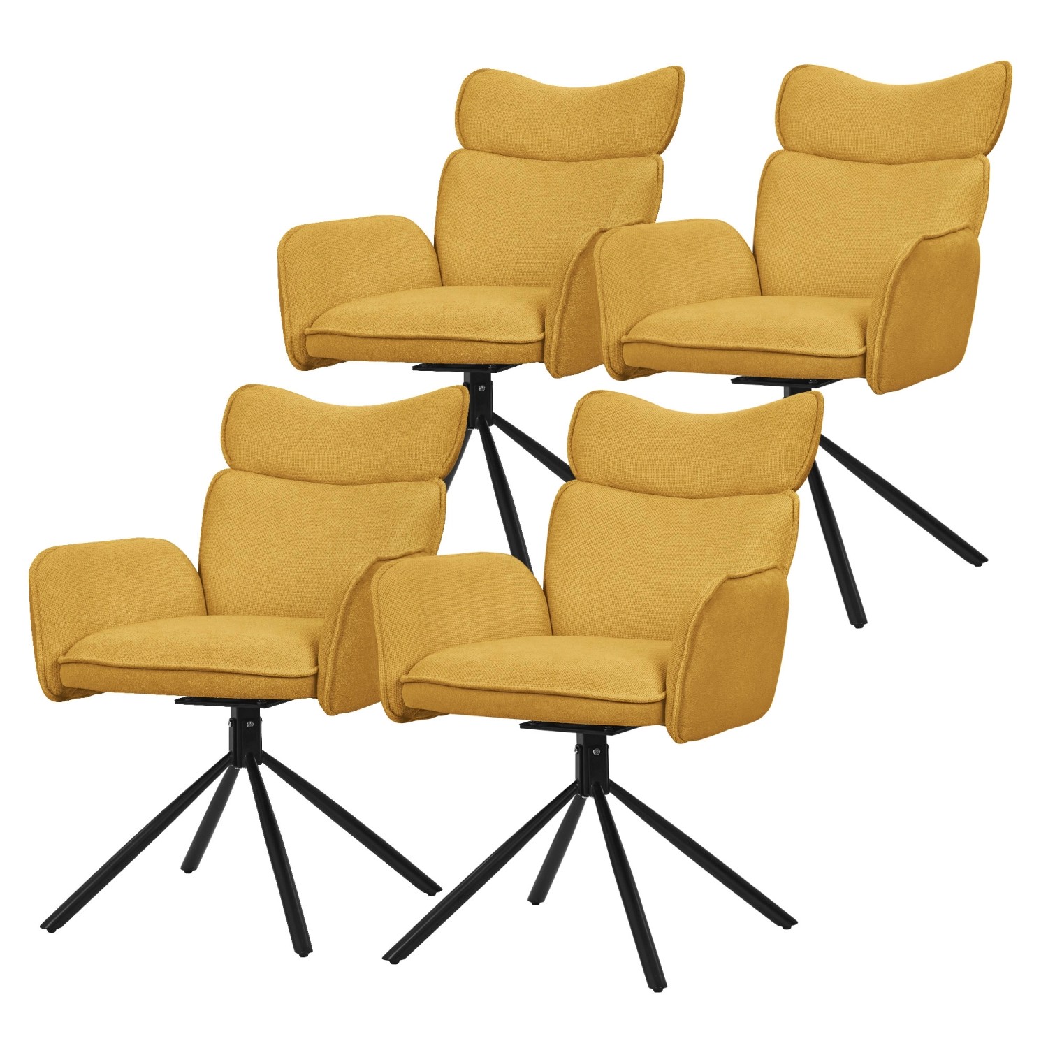 ML-Design Esszimmerstühle Drehbar 4Er Set Senf mit Stoffbezug