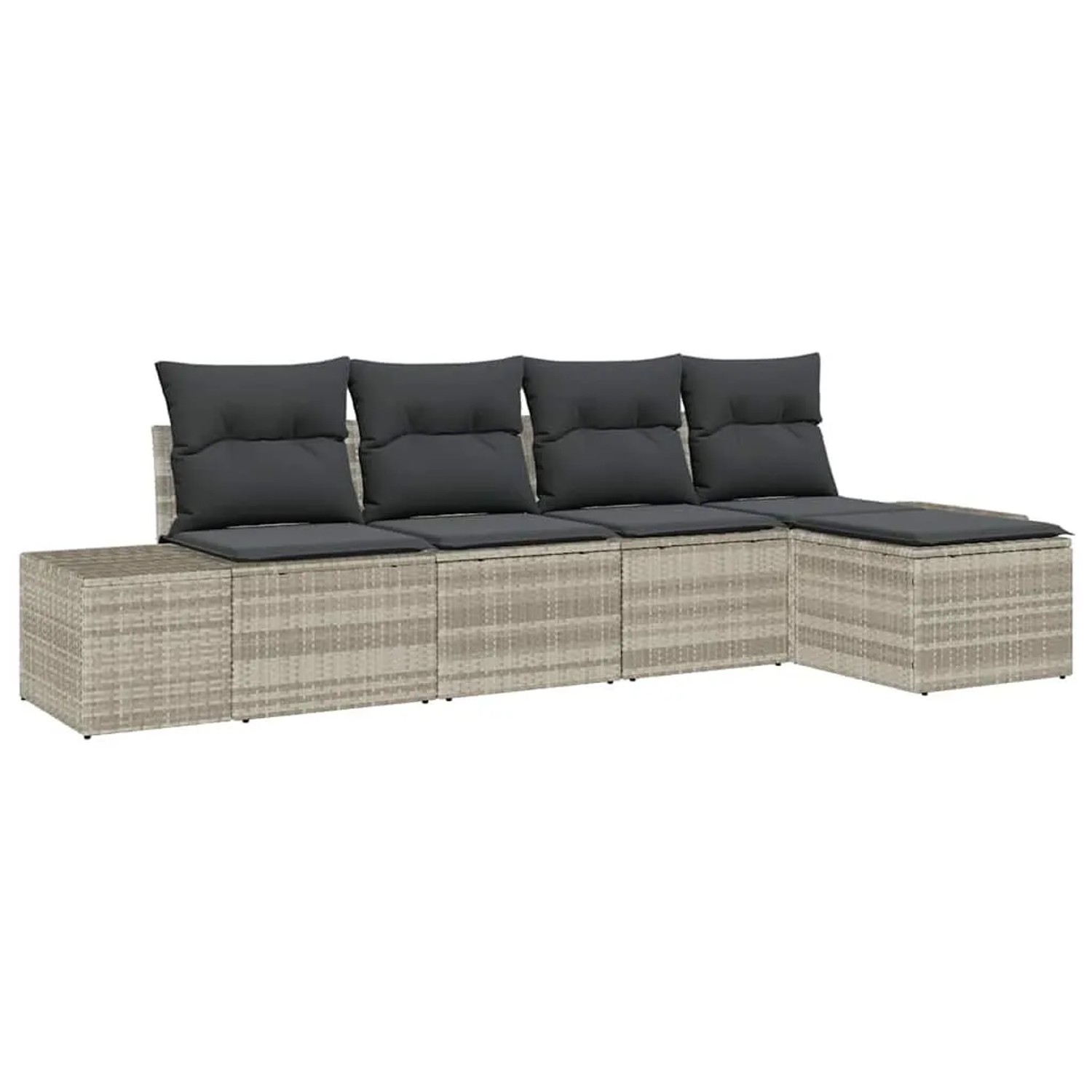 vidaXL Garten-Sofa-Set mit Kissen 5 Tlg Hellgrau Poly-Rattan 3355691