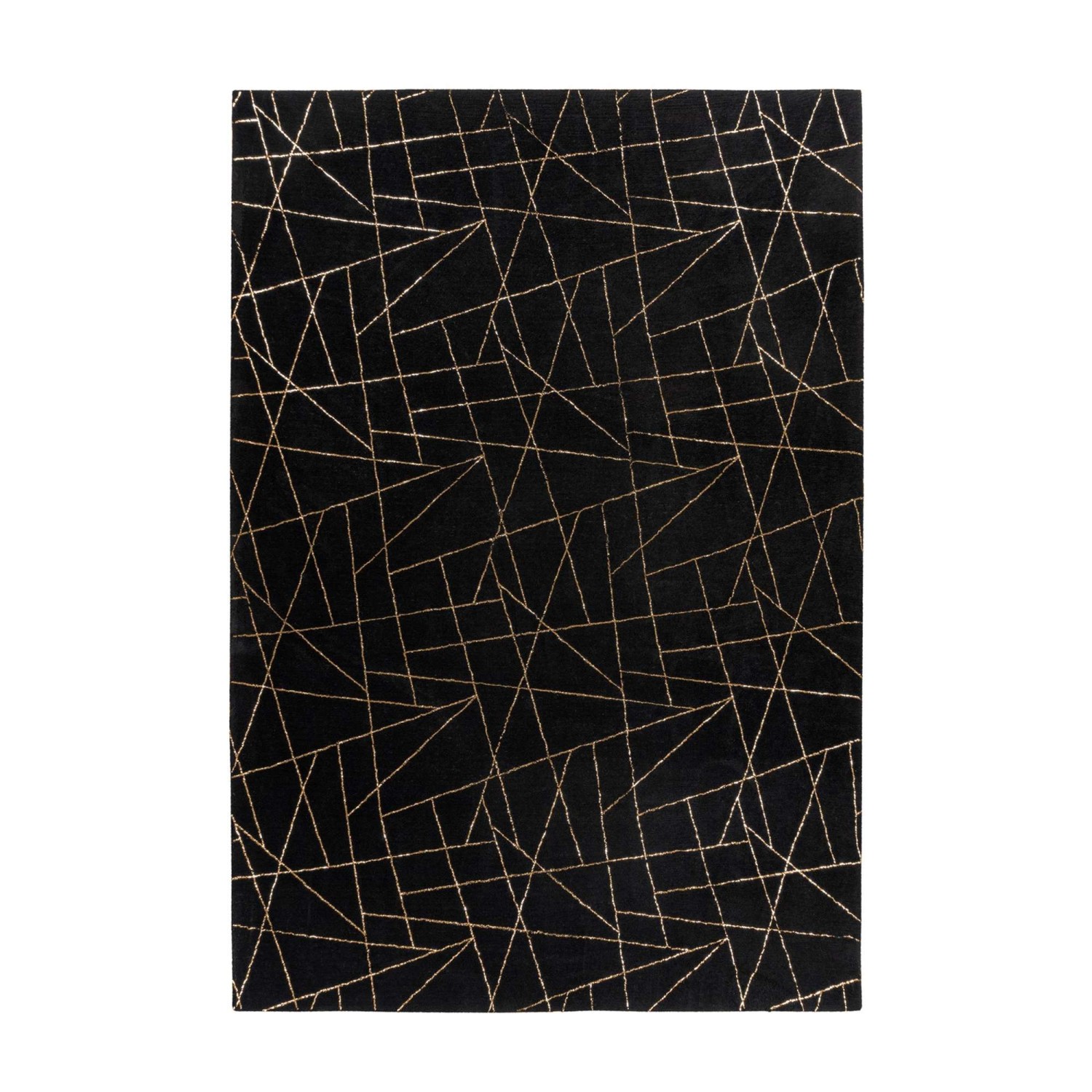 MeGusta Kurzflor Teppich Modern Schwarz - Gold 200x290 cm Magdalena