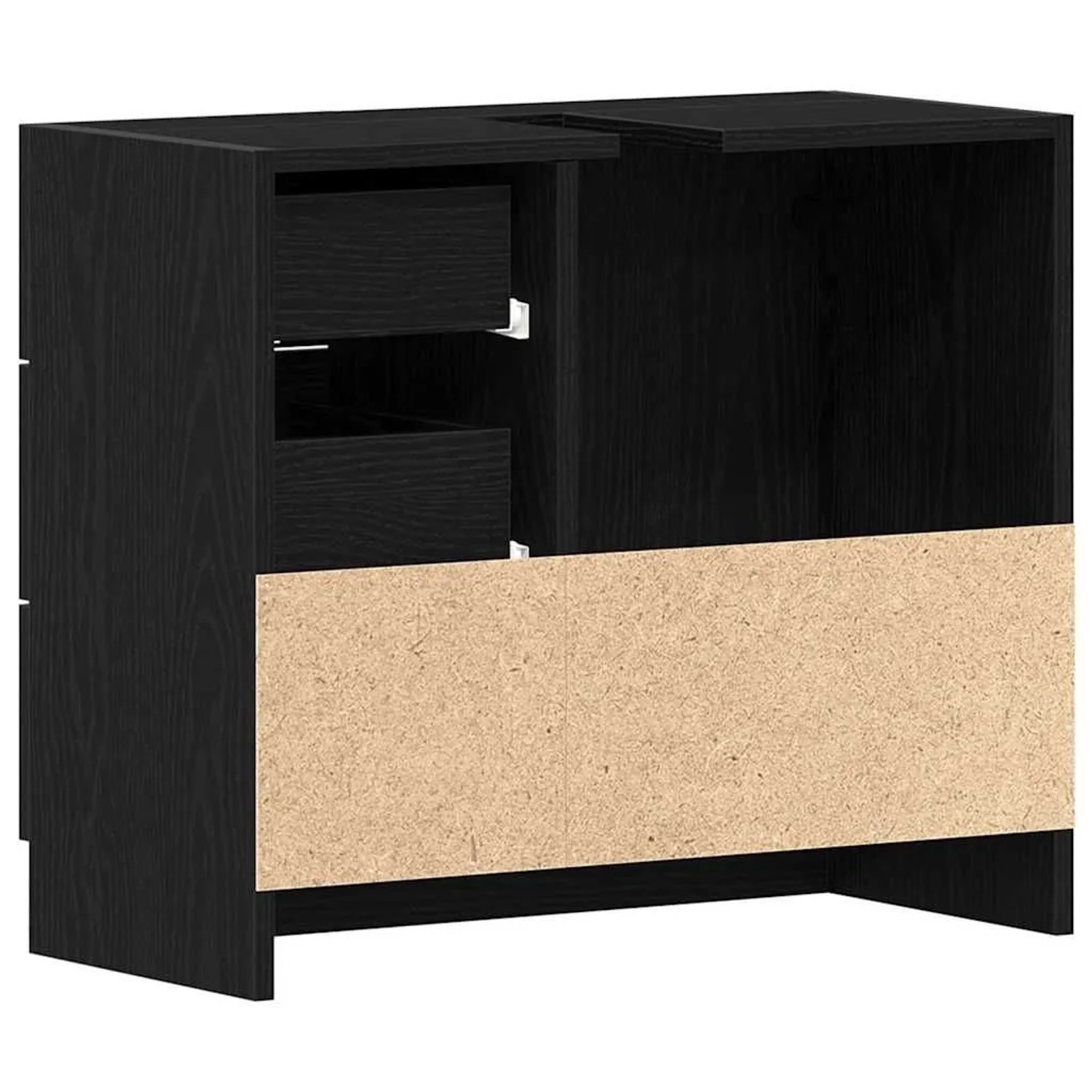 vidaXL Waschbeckenunterschrank in Schwarz Eichen-Optik, 63x30x54 cm.