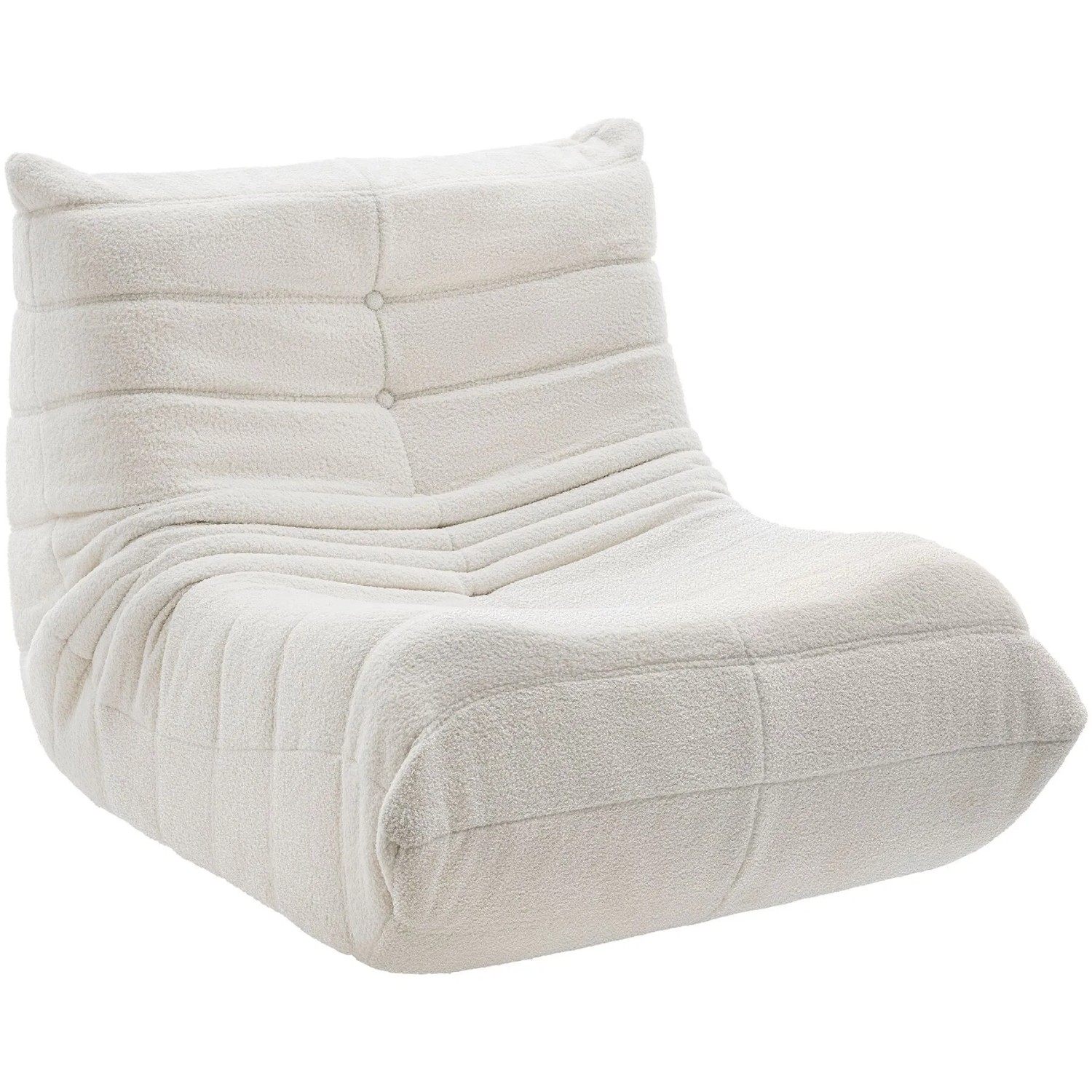 Tectake Relaxsessel Logo Mit Bouclé Bezug Boneless  Hochdichter Premiumschaumstoff  100 x 95 x 75 cm Bouclé Creme