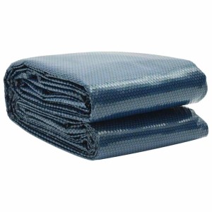 Zusammengelegte, blau-schwarze vidaXL Solarplane 400x200 cm für Pools.