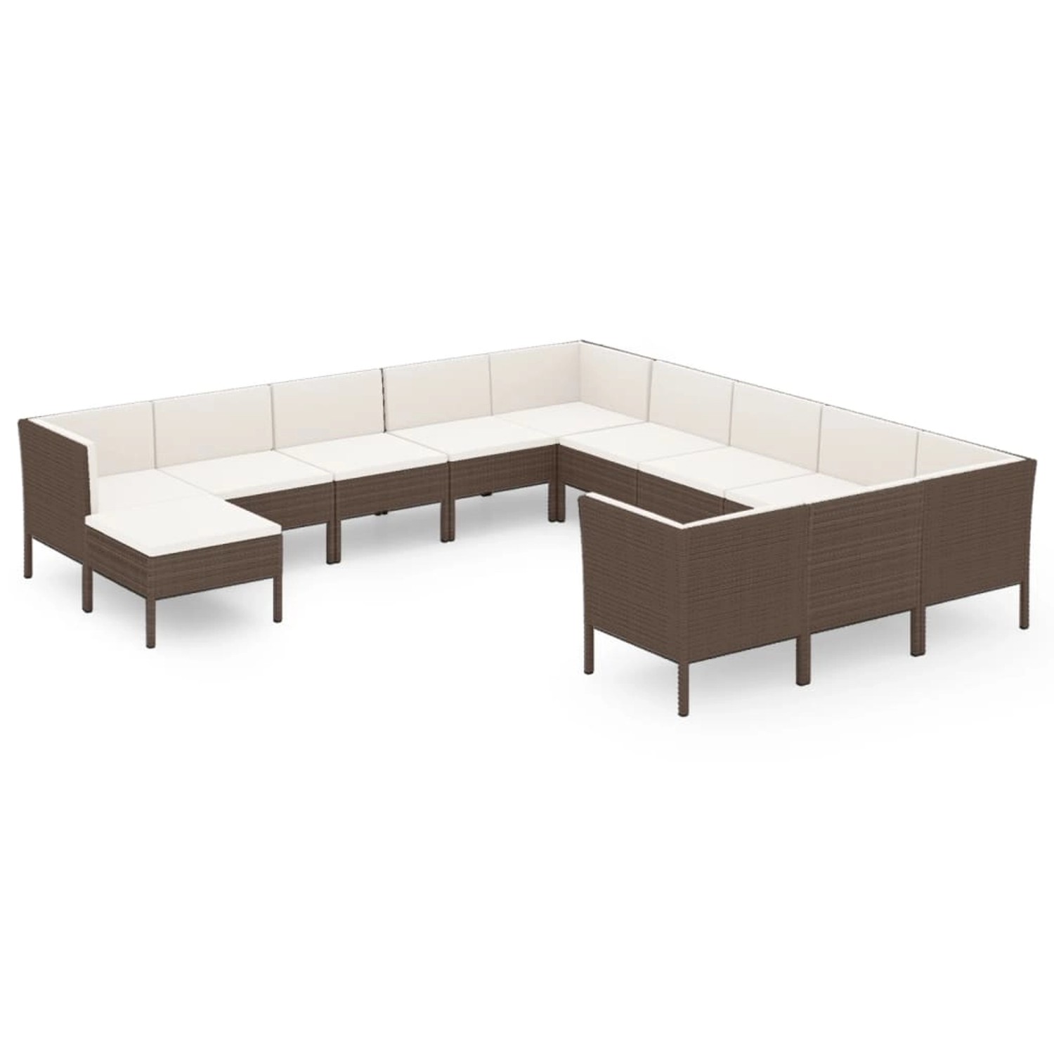 vidaXL 12-tlg Garten-Lounge-Set mit Auflagen Poly Rattan Braun Modell 9