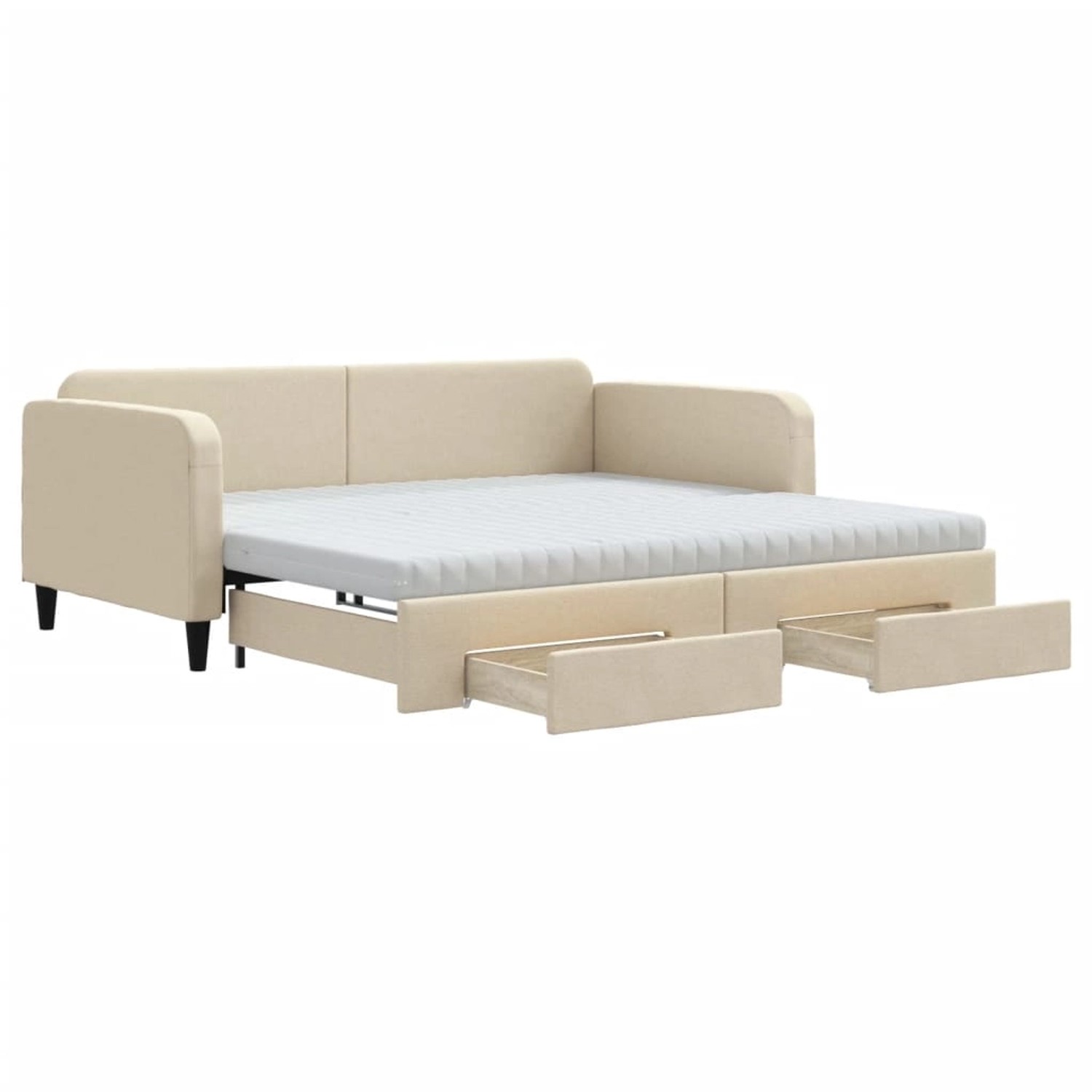 vidaXL Tagesbett Ausziehbar mit Schubladen Creme 100x200 cm Stoff1897454 günstig online kaufen