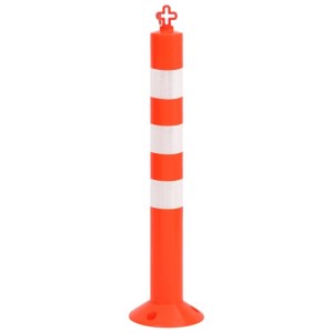 DELUKE Absperrpfosten, 75cm, rot-silber mit Reflexstreifen. Ideal zur Absperrung.