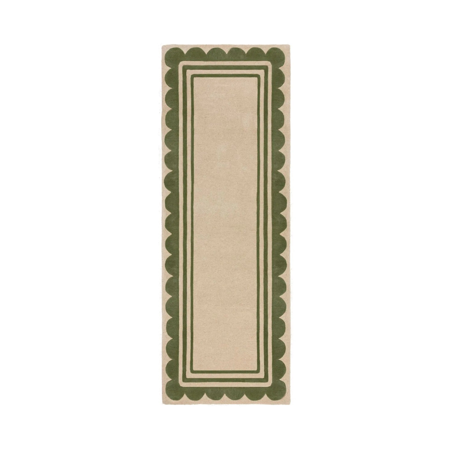 Flair Rugs Wollteppich Lois 80 cm x 230 cm Beige-Grün