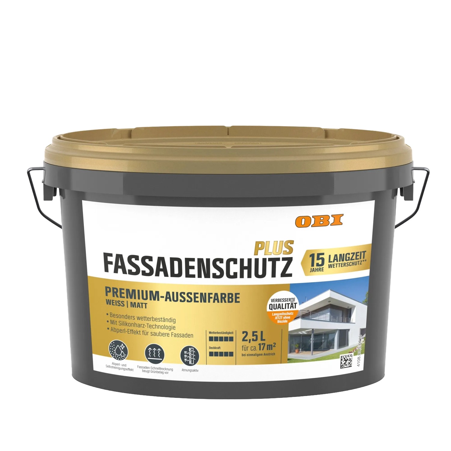 OBI Fassadenschutz Plus Premium-Aussenfarbe Weiß Matt 2,5 l