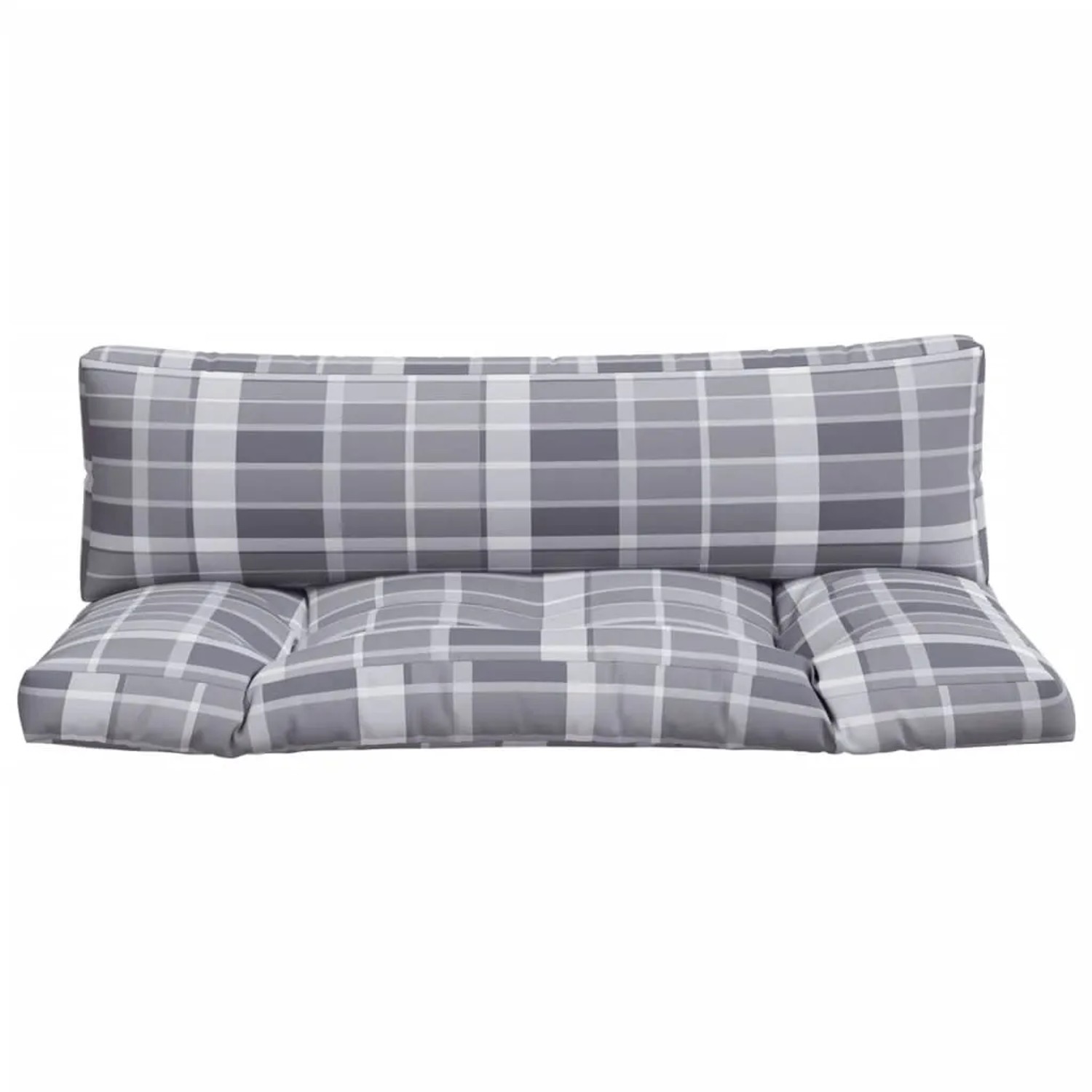 vidaXL Palettenkissen 2-Tlg Grau Karomuster Stoff 360936