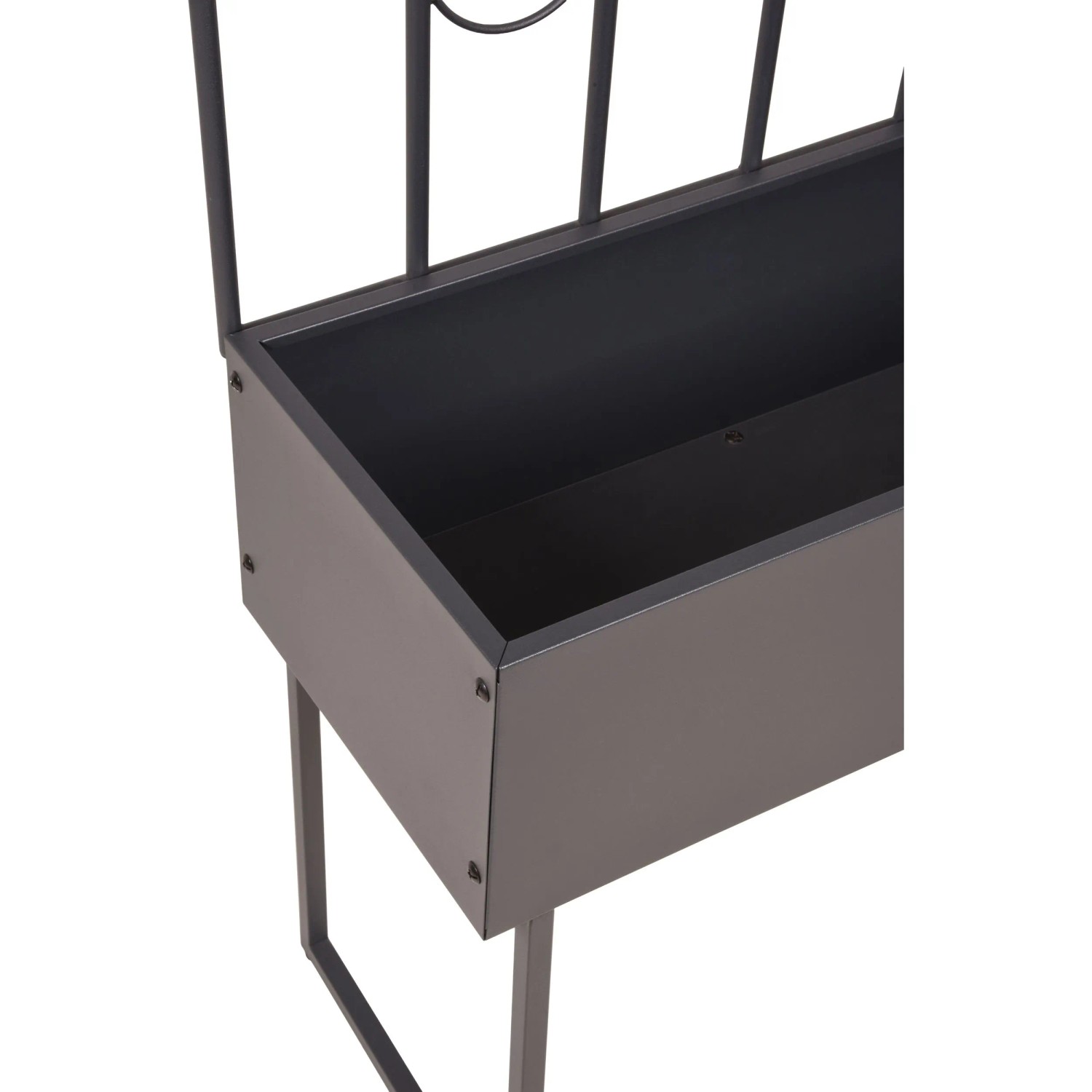 Anthrazitfarbenes Garden Pleasure Hochbeet Stella mit Rankgerüst, 60x30x74 cm.