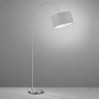 Fischer & Honsel Bogenleuchte, 3-flammig, Nickel/Grau. Design-Stehlampe mit Leinenschirm.