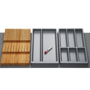 SOTECH ORGA-BOX Vario SET 1 Silbergrau für 120er Schublade Mehrzweckeinsatz Messerhalter Besteckeinsatz Antirutschmatte Orga-Weave