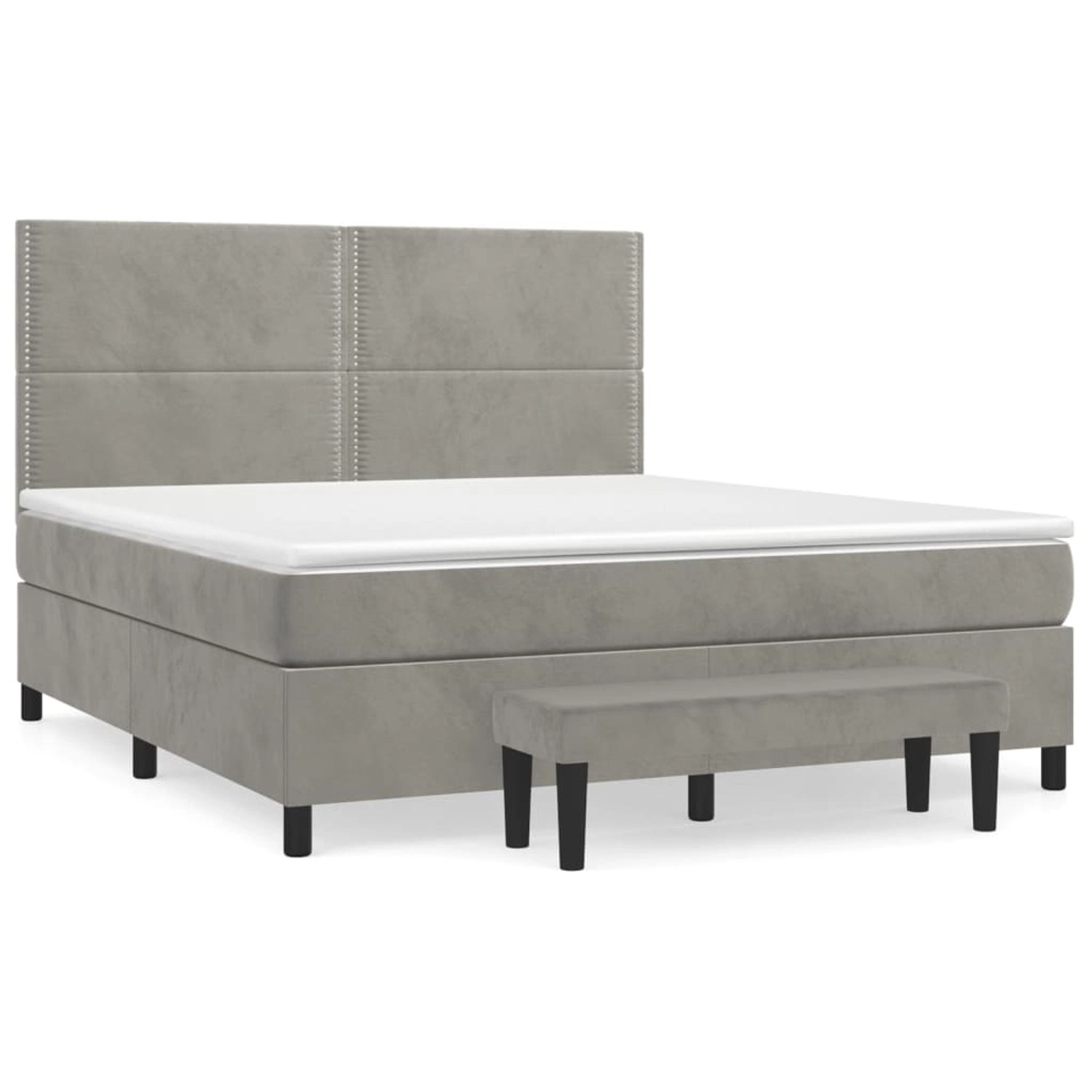 Vidaxl Boxspringbett Mit Matratze Hellgrau 180x200 Cm Samt günstig online kaufen