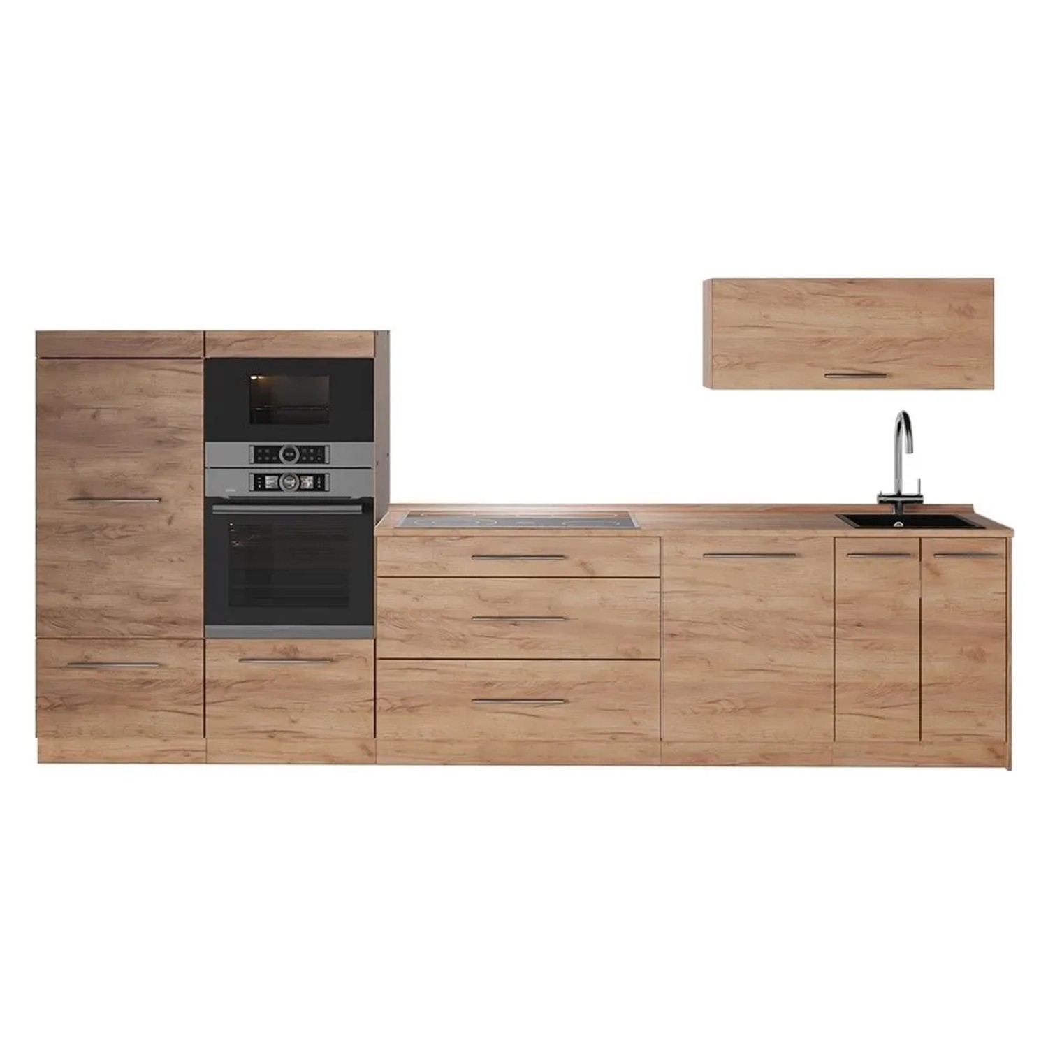 Vicco Küchenzeile Fame-Line Goldkraft Eiche/Goldkraft Eiche 340 x 154 ohne Arbeitsplatte Art Nr 64460