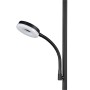 Schwarze Reality LED Stehleuchte Specter mit flexiblem Lesearm und ringförmigem Leuchtkopf.