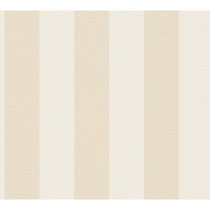 Beige Vliestapete mit Streifenmuster, D'eco Wohngesund, PVC- und phthalatfrei.