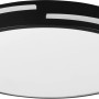 Moderne, runde LED-Deckenleuchte Tacoma in Schwarz matt mit weißen Akzenten. Dimmbar und farbverstellbar.