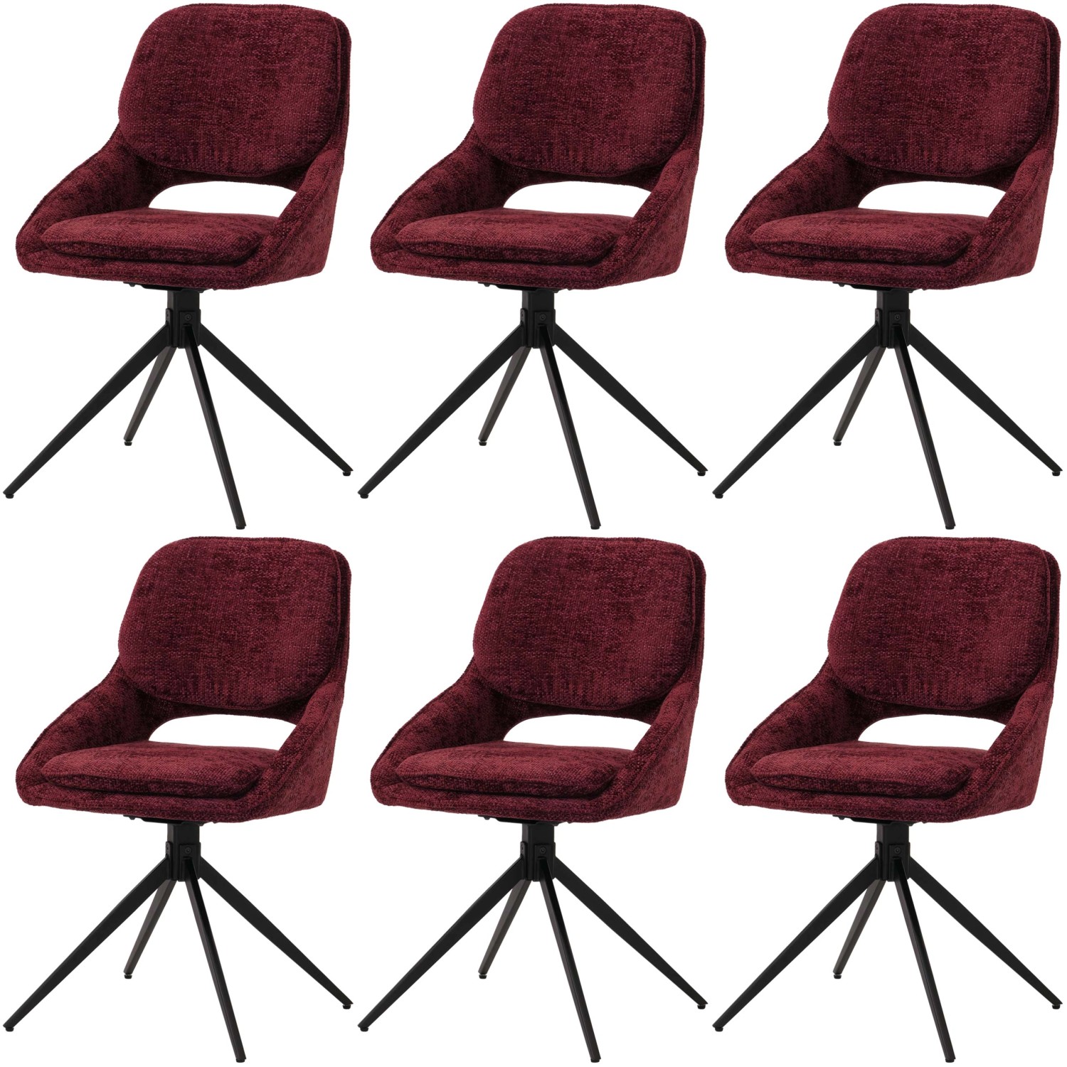 MCW Esszimmerstuhl N73 6er-Set Bordeaux günstig online kaufen