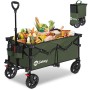 Sekey Bollerwagen, faltbar, olivgrün, mit Lebensmitteln gefüllt. Ideal für Camping & Freizeit.