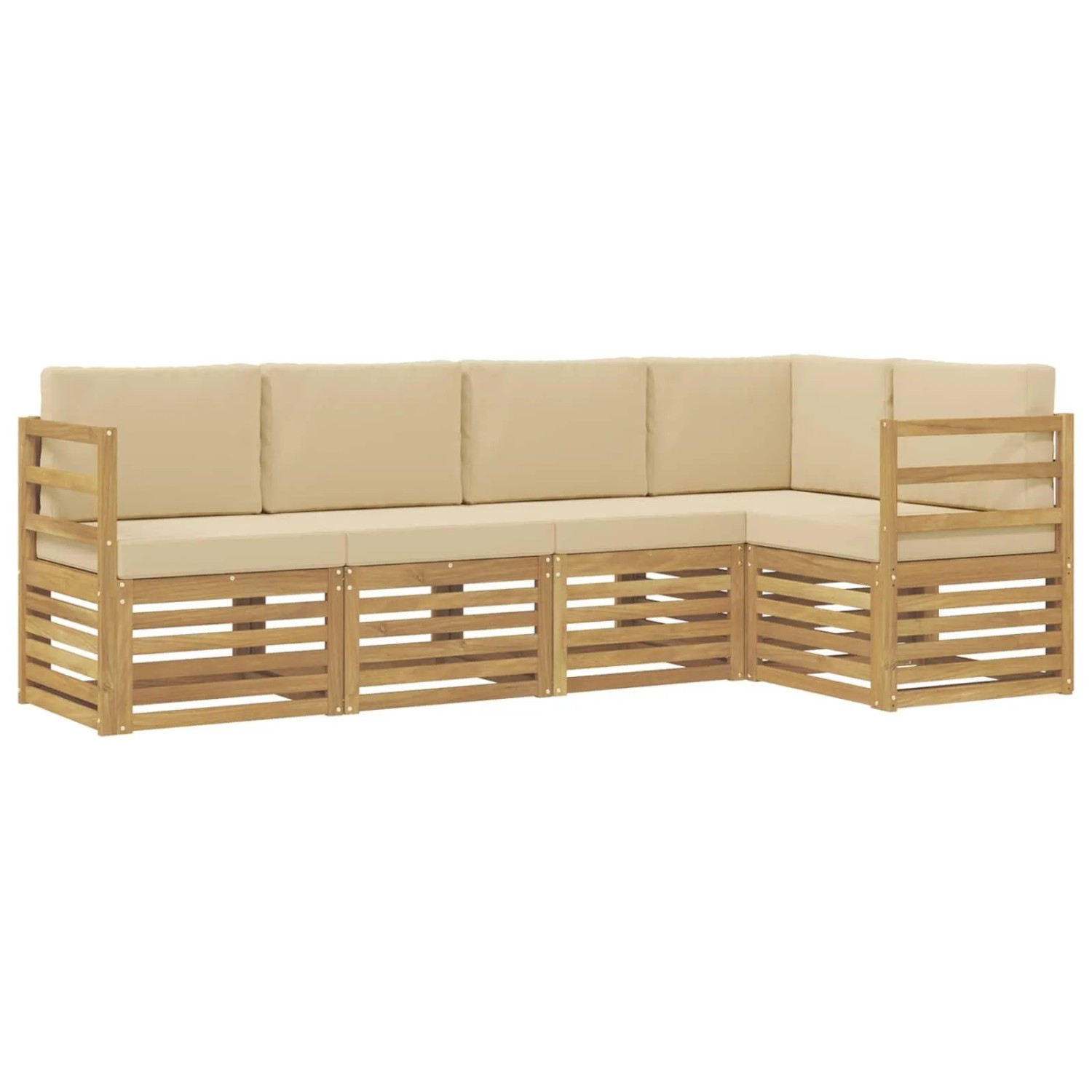 vidaXL Outdoor-Sofagarnitur 5 Stk Weiß und Beige 245 x 126,5 x 73 cm 3391818
