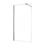 Walk-In Dusche mit Klarglas Seitenwand und Stabilisator. Montagebeispiel.