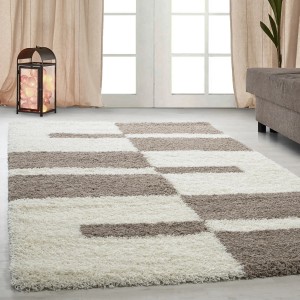 Beiger Ayyildiz Hochflorteppich Gala mit Karomuster, 160x230 cm.